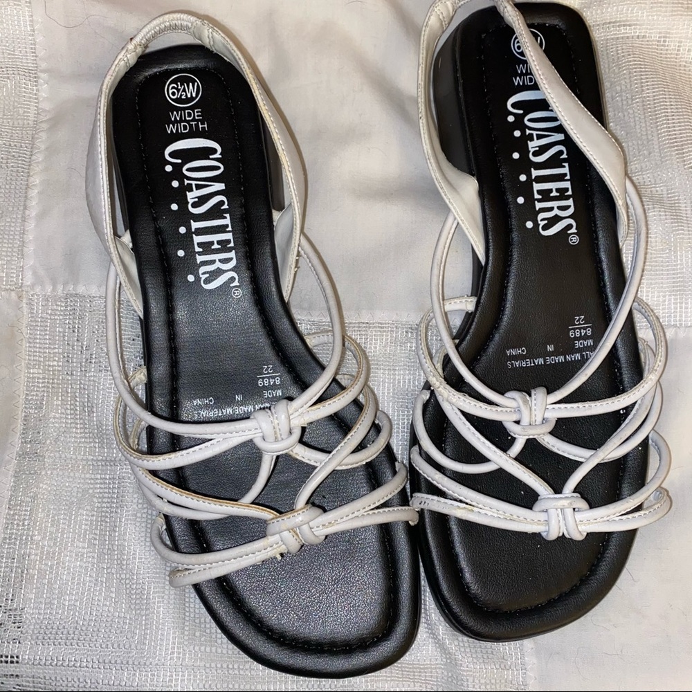 Coasters Flat White Sandals. Size 6.5 W